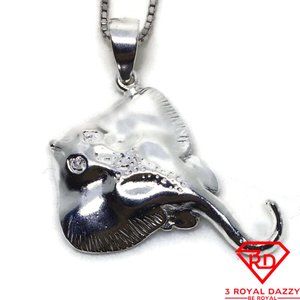 Sting ray Sea charm 3D Pendant 925 Sterling Silver